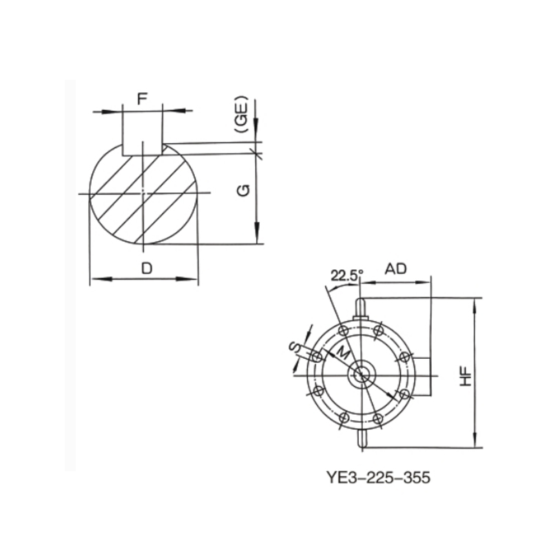 立式安裝、機(jī)座不帶底腳、端蓋上有凸緣的電動(dòng)機(jī)